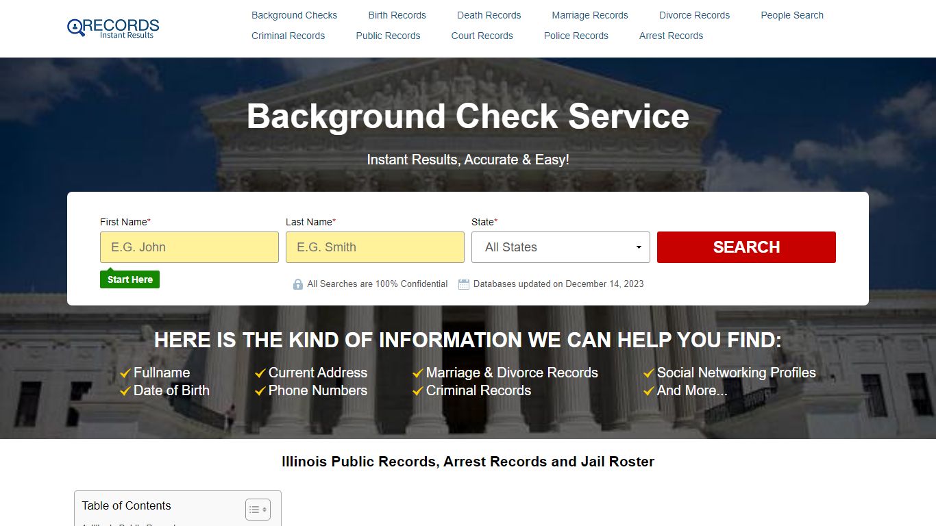 Illinois Public Records, Arrest Records and Jail Roster